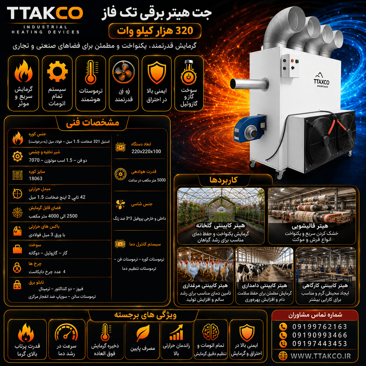 کاتالوگ فنی هیتر کابینتی 320 هزار تی تاک