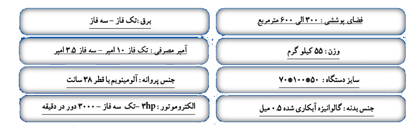 مشخصات فنی رطوبت ساز پروانه ای سه اسب بخار مشخصات فنی رطوبت ساز پروانه ای سه اسب بخار