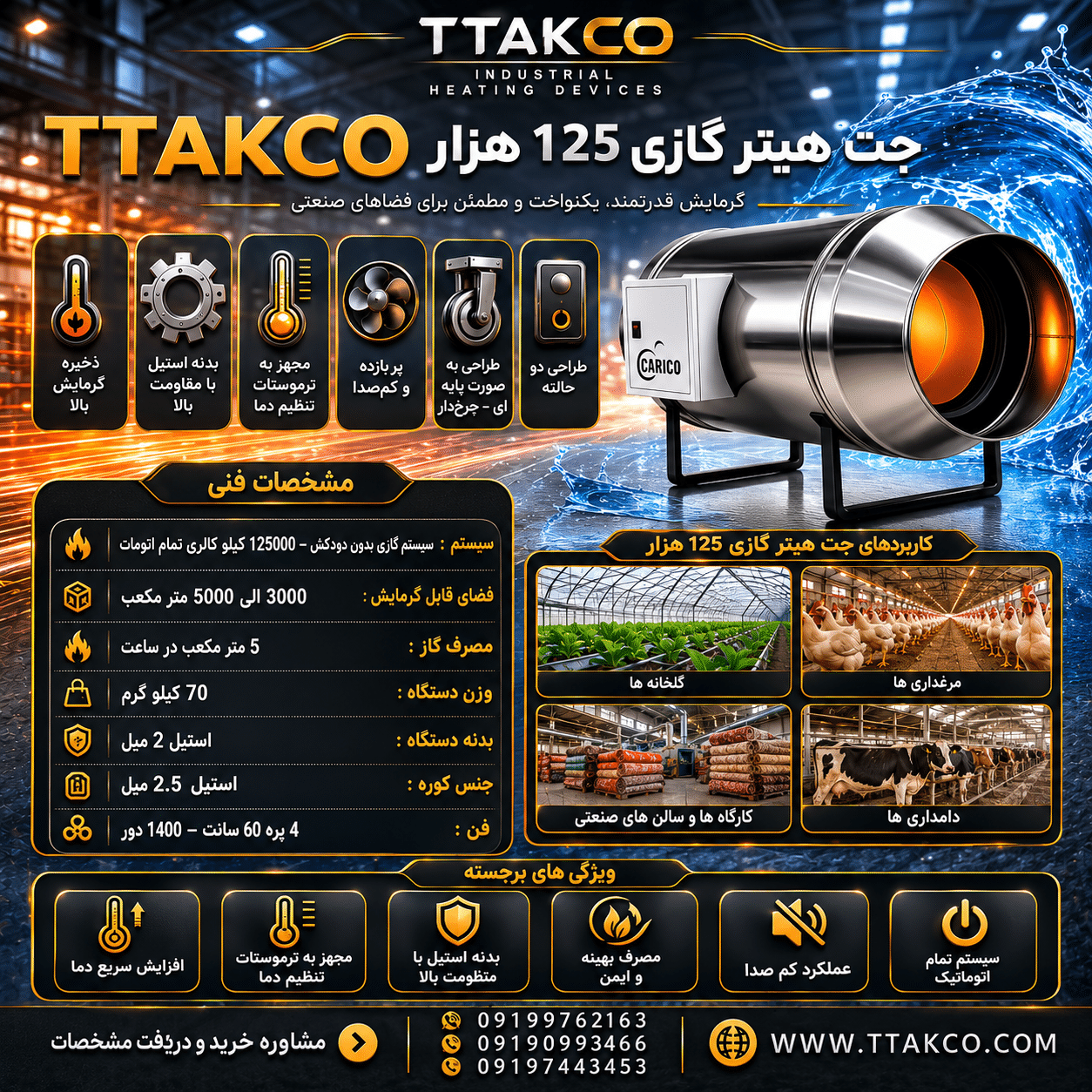 کاتالوگ فنی جت هیتر گازی 125 هزار تمام اتومات تی تاک